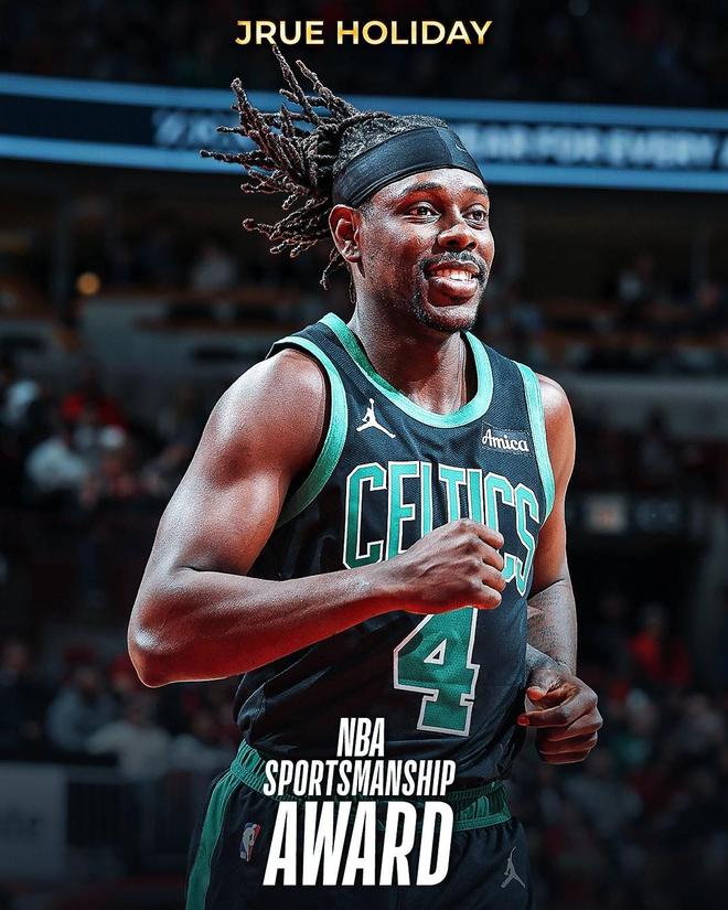 官方：朱-霍勒迪获得本赛季NBA体育道德风尚奖(图1)
